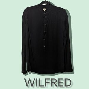 Aritzia WILFRED Collarless Black Popover Blouse L